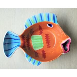 Bowl-Serving-Condiments-Hausenware-By Sally Noll-Colorful Fish-Ceramic